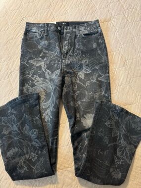 7 For All Mankind Gray Floral Bootcut Jeans